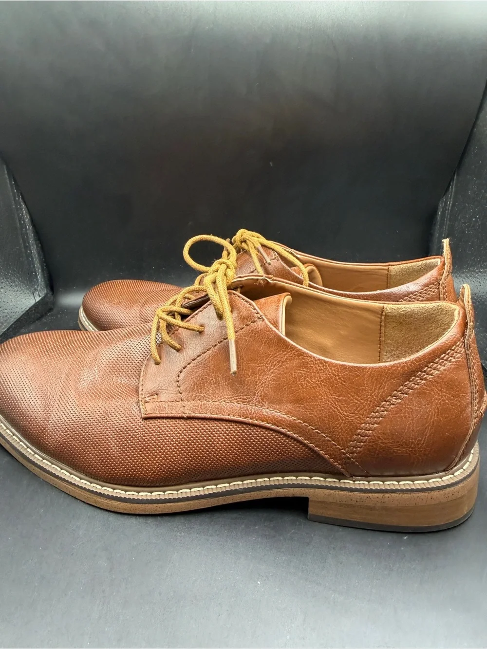Robert David Men's Brown Leather Lace-Up Dress Shoes